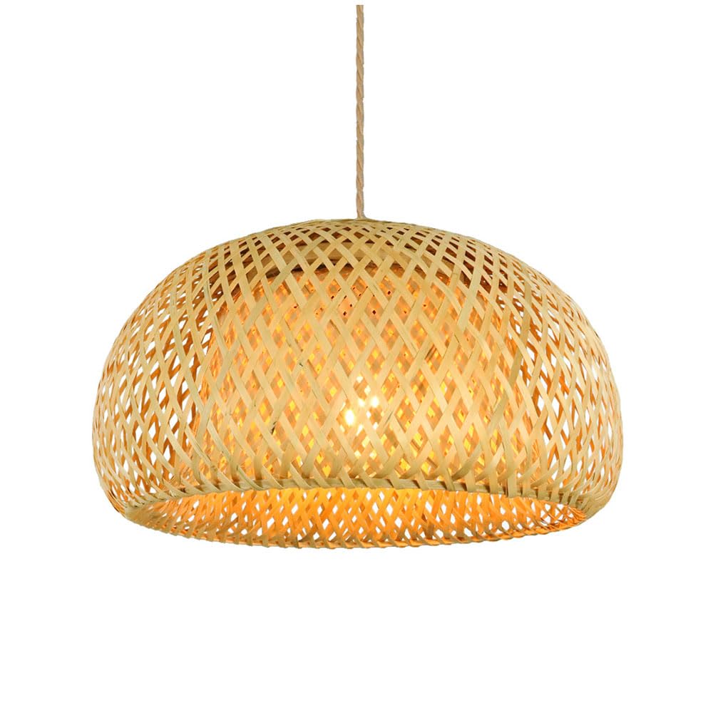 TCHAUSGZOZ Bird's Nest Boho Rattan Chandelier - Handmade Bamboo Pendant Light Adjustable Cord for Living Room, Kitchen, and Bedroom(30cm)