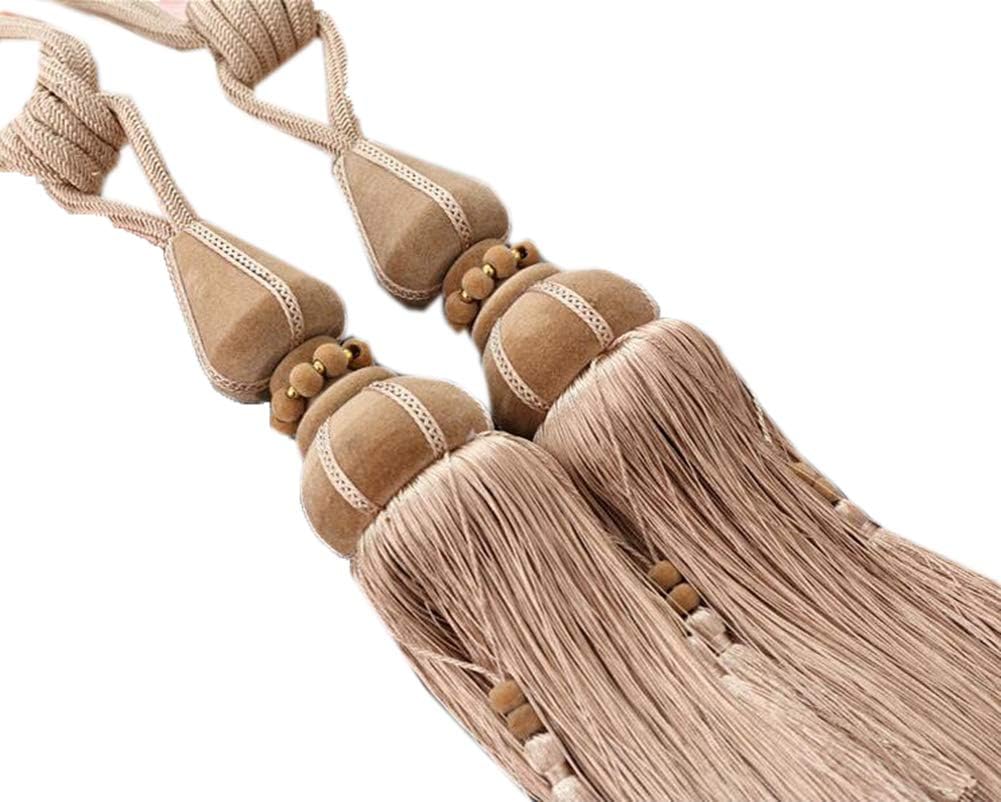 Curtain Tiebacks Rope 1 Pair Tassels Curtain Buckle Beaded Tassels Curtain Tiebacks (Jujube red)