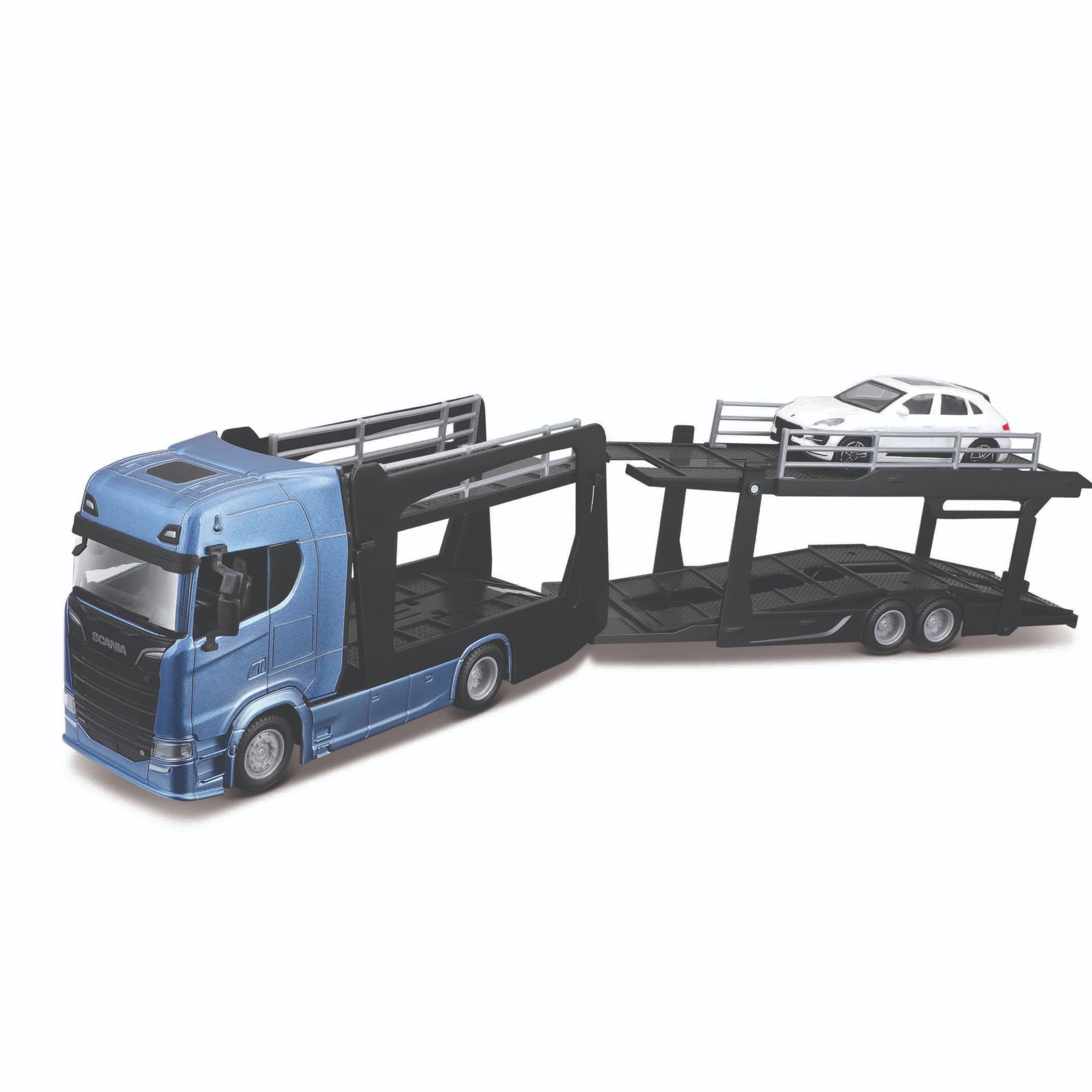 BBURAGO Camion Bisarca con Auto Bburago - Modellino Realistico Camion con auto in Scala 1:43 (Scelta Casuale tra i Modelli Disponibili), Licenza Ufficiale, Età consigliata 3+ Anni