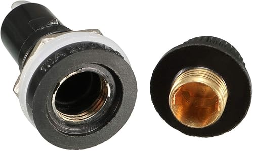 Vista 4 de uxcell 2 unids AC 10A 250V 0.197 in x 0.787 in Negro Panel Eléctrico Montado Tornillo Tapa Fusible Titular