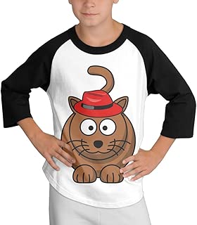 LKK Youth Boy's Weird Cat Baseball Raglan Tee Black - coolthings.us