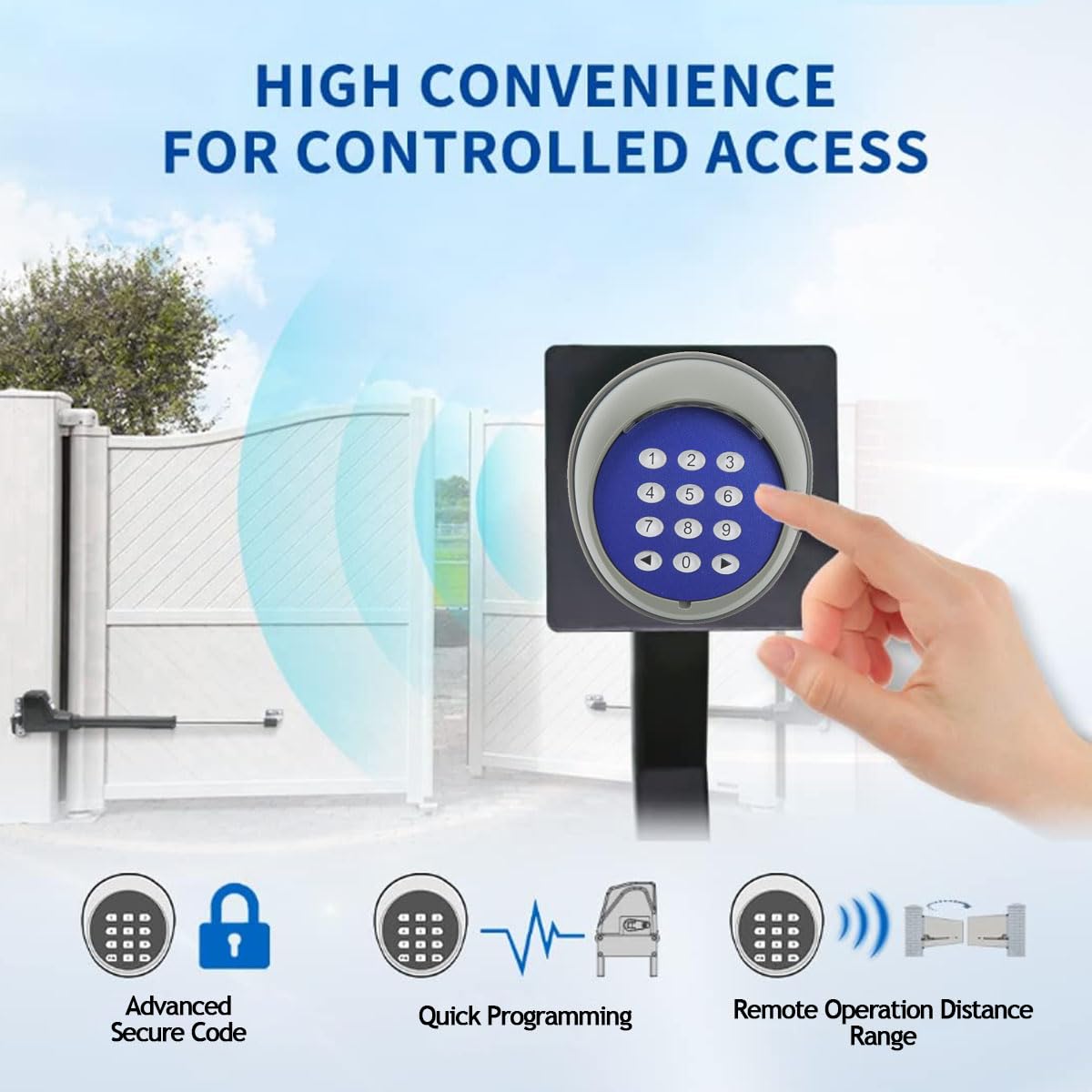 Teclado Inalámbrico De Seguridad Mejorado, Teclado De Puerta De Entrada De Código Automático Control De Panel De Operador Remoto para Abridor De Puerta Corredera