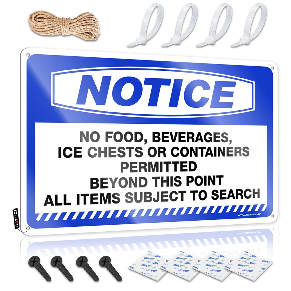 STWNVOITV Beer Decorations For Man Cave Notice No Food Beverages Ice Chests Or Containers Permitted Beyond This Point Tin Sign Vintage Signs Metal Funny Sign Decor(20X30CM)