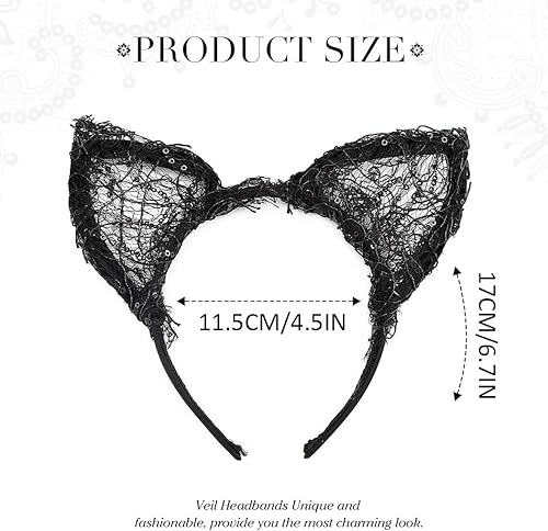 Miniatura 3 de Catery Lindas diademas de orejas de gato, diadema de orejas de conejo de felpa negra, para mujer, accesorios para el cabello, club nocturno,