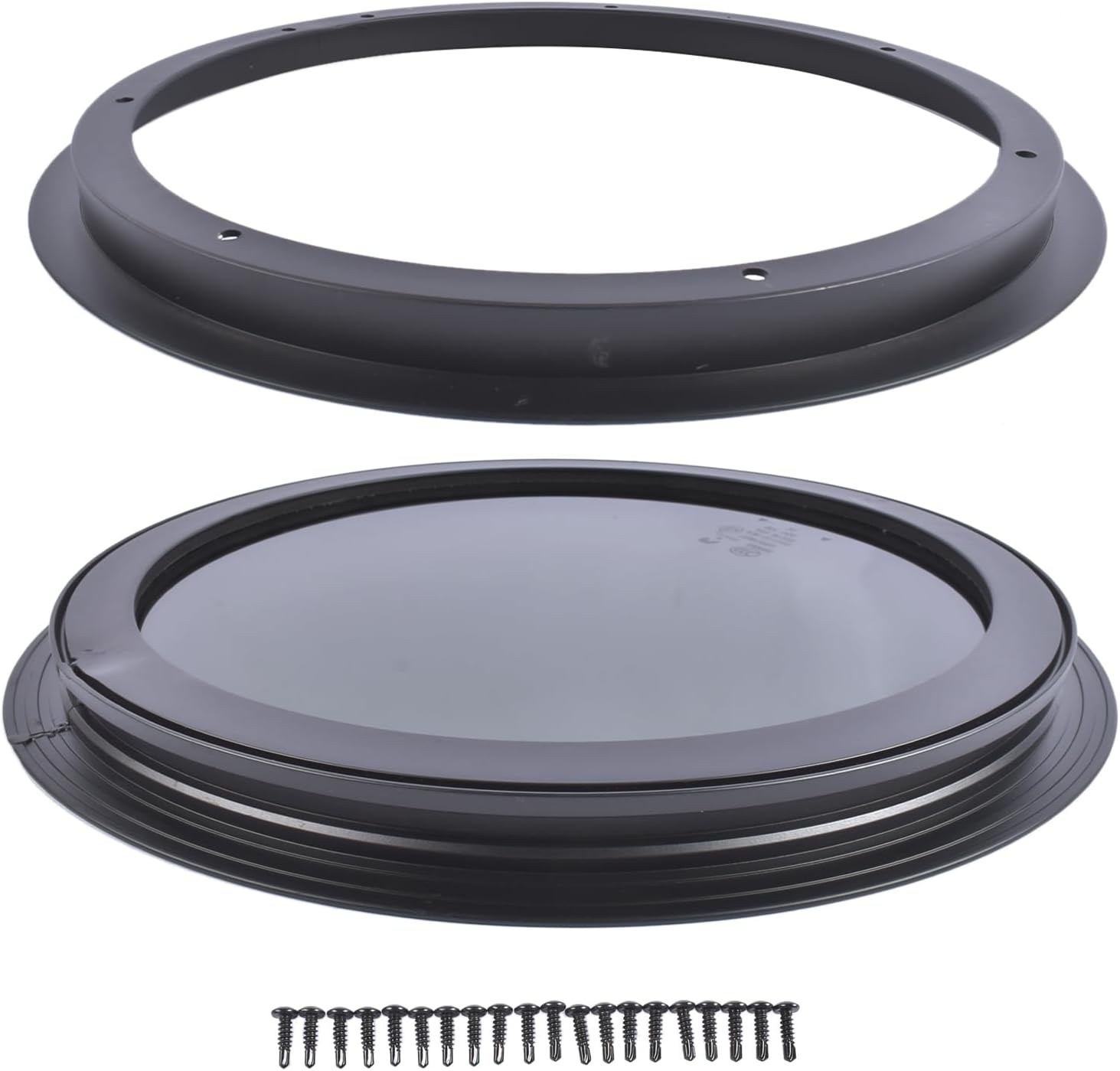 12" Round Tinted RV Window with Trim Ring - Fixed Replacement for Camper, Caravan, Motorhome - Fits 1-5/8" Wall Thickness Mixizap