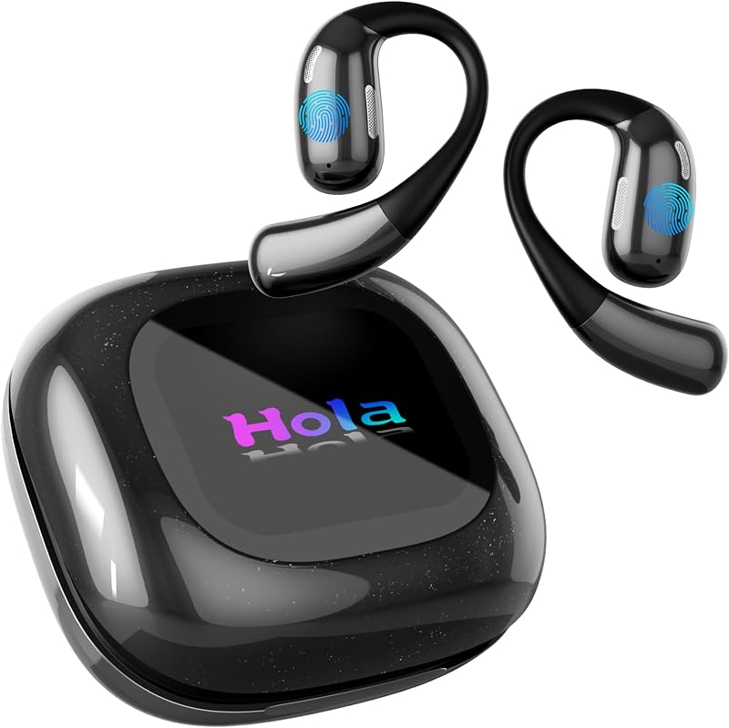 AI Translation Earbuds Real Time Powered by ChatGPT,LCD Touch Screen OWS Translator for 147 Languages & Accents,Translation Device, Spanish Translation,Ideal for Travel&Business&Studying,Black