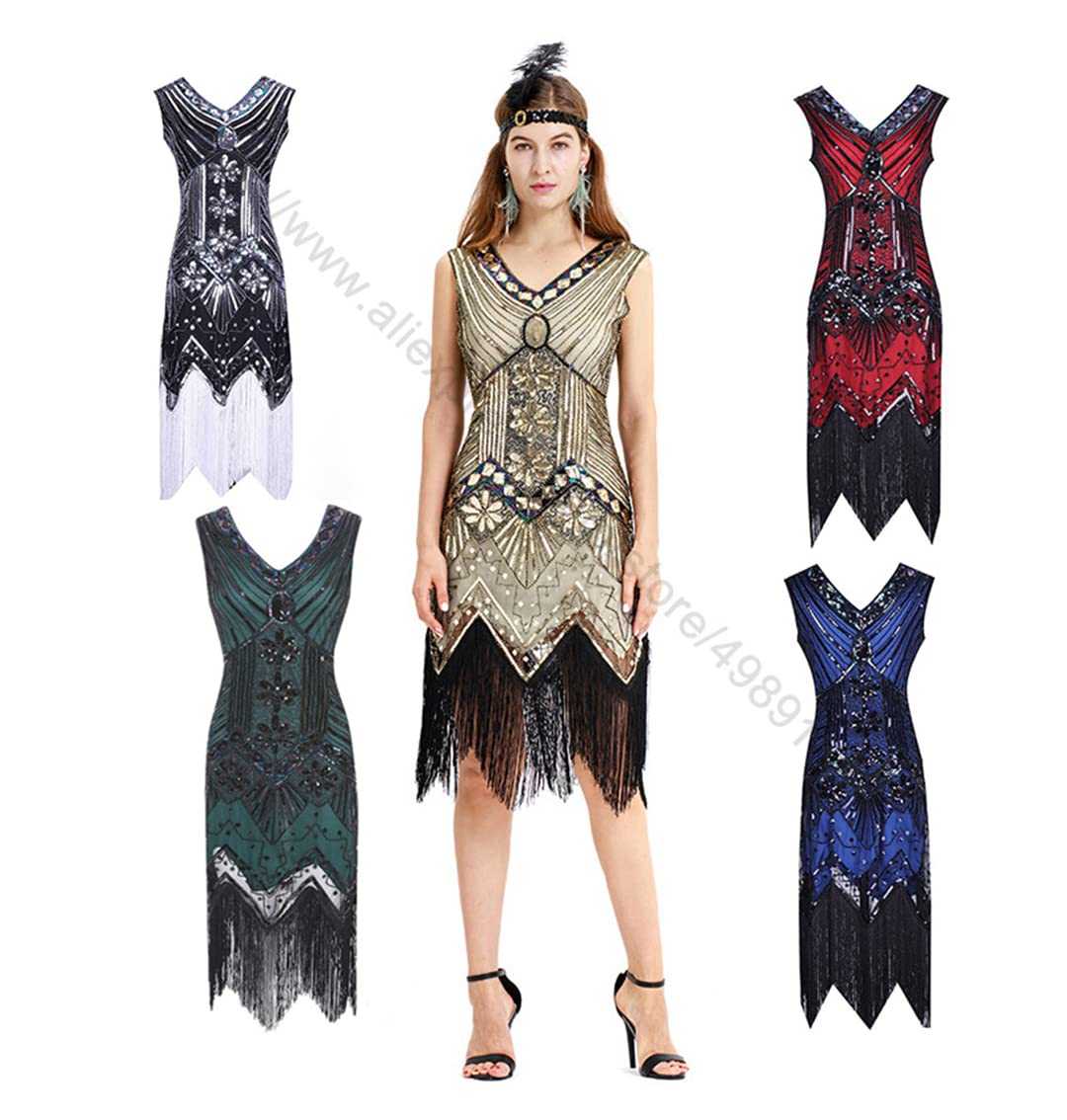 Vestido de fiesta de noche de los años 20, vestido de lentejuelas con borlas, vestido de fiesta temática, vestido de graduación, vestido Art Deco