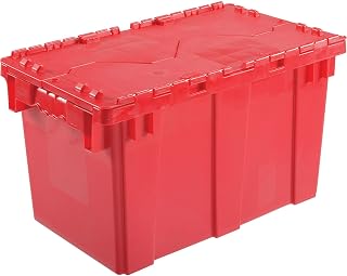 Global Industrial Plastic Attached Lid Shipping & Storage Container 22-3/8""L x 13""W x 13""HRed - 1 Each