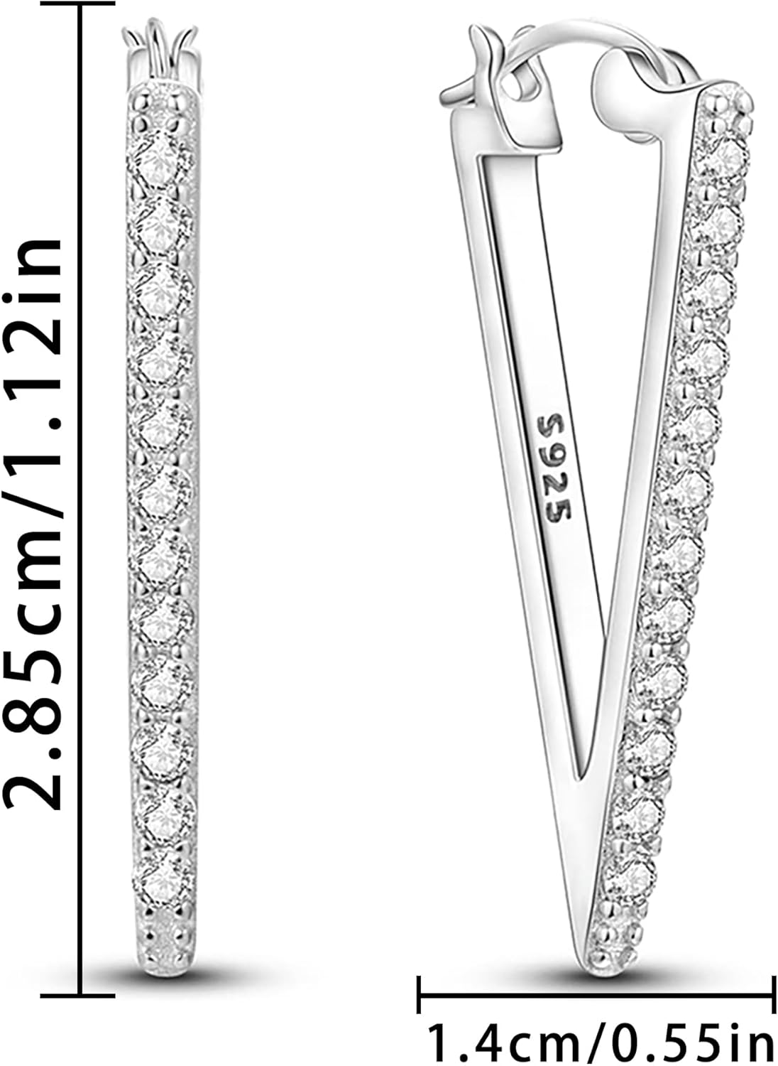 Sterling Silver CZ Triangle Shape Hoop Earrings for Women Small Chunky V-Shaped Huggie Earrings Fashion Dainty Hypoallergenic Earrings for Sensitive Ears Birthday Gifts - Image 6