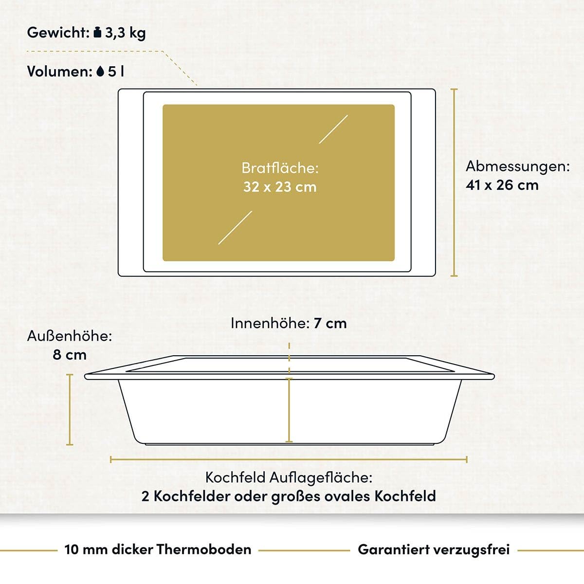 Hoffmann Bräter, 41x26 cm,Back- und Auflaufform, Handgegossen, Aluminium, Antihaftbeschichtet, für Induktion und Backofen, Anthrazit, 5L Volumen,Verzugsfrei, Made in Germany (mit Deckel)
