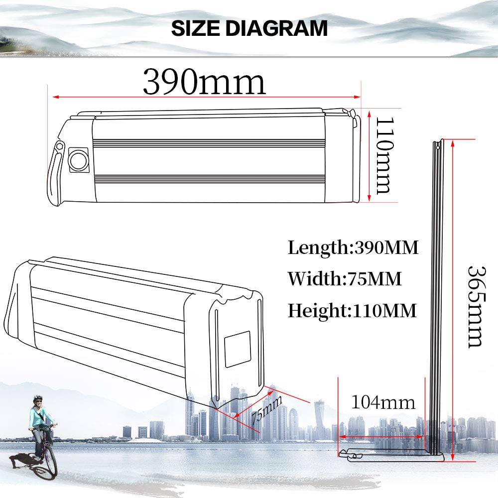 (LG/Cell) Batterie 36V 250W 500W pour vélo électrique - Batterie de Rechange pour vélo Pliable pour XH370-10J MiFa Rex Aldi Phylion Zhenlong/ZL1010-F (Max 500w) (36V 13Ah/Grade A Cell)
