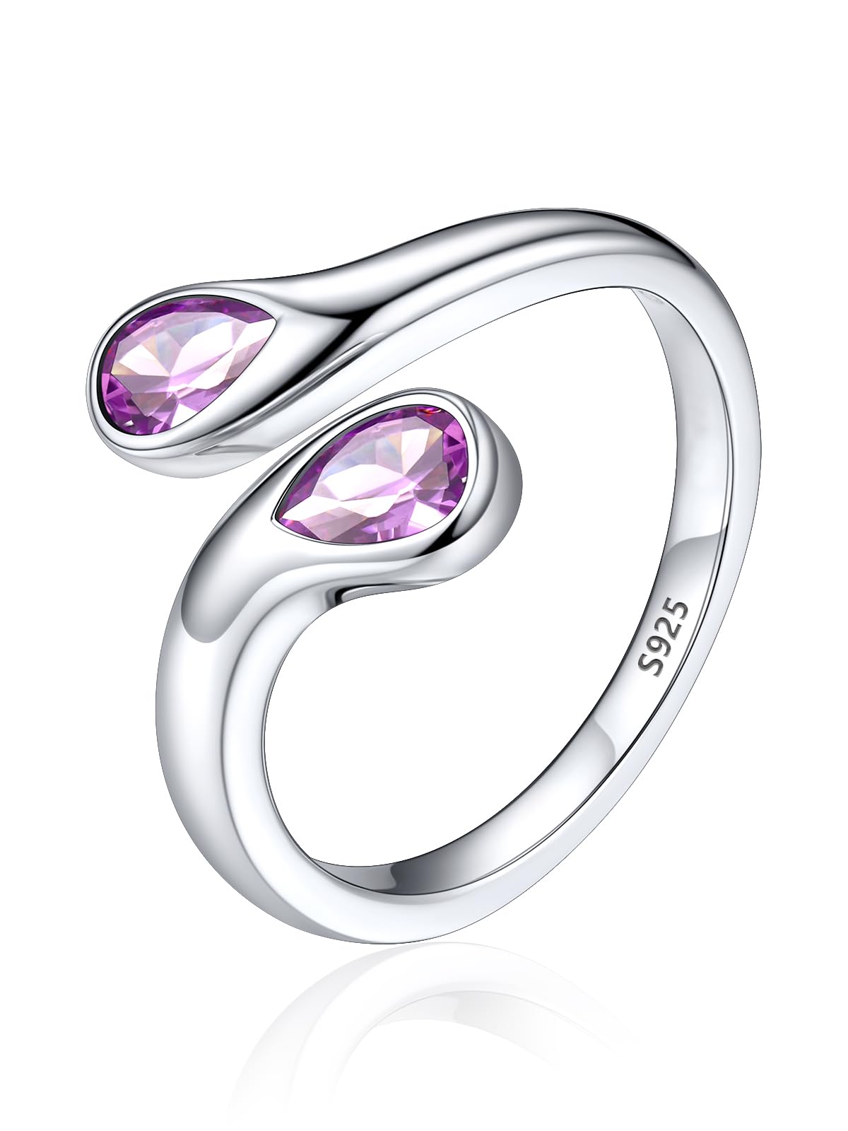 Silvora Plata 925 Anillo Compromiso Mujer con Circonita Pera Alejandrita