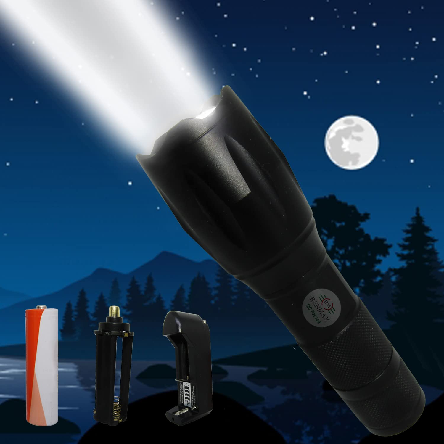 RENMAX Strong Bright Beam LED Laser 100m Range Rechargeable 2200mAh Waterproof Torch Flash Light Metal- 1Pc (B0BT1ZCDH8) Amazon Price History, Amazon Price Tracker