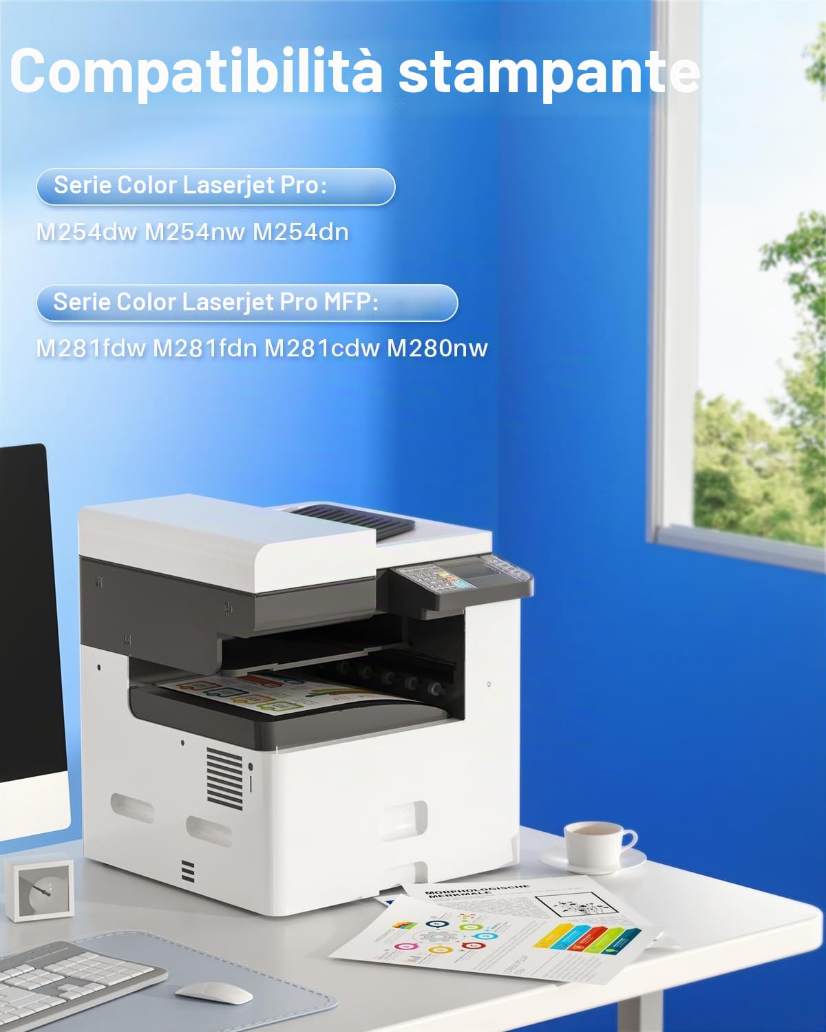 203X Toner compatibile per HP 203X 203A CF540X CF540A Toner per HP Color Laserjet Pro MFP M281fdw M281fdn M280nw M281cdw Laserjet Pro M254dw M254nw M254dn (nero ciano giallo magenta)