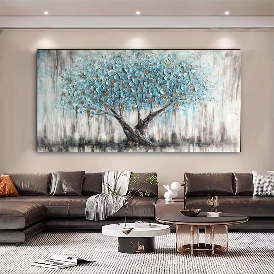 Tableau arbre de vie abstrait turquoise pour inspirer la sérénité au quotidien