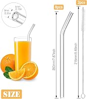 DONQL 10 db üveg ivószál szett 2 tisztítókefével, 20 cm, görbült, újrahasználható 5