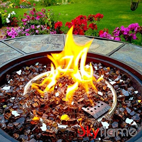 Miniatura 4 de Skyflame Vidrio de fuego de alto brillo de 20 libras para paisajismo de chimeneas, cobre reflectante de 12 pulgada y negro ónix reflectante