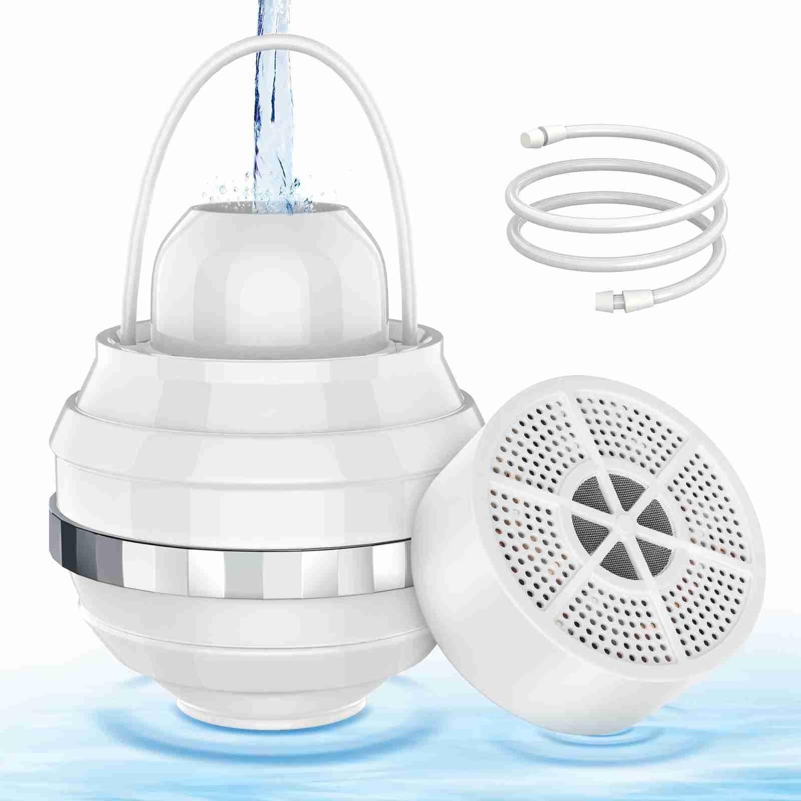 Efficiente filtro a sfera da doccia, filtraggio dell'acqua di qualità spa, rimuove i contaminanti per la pelle morbida, portatile, essenziale per docce rinfrescanti più sane