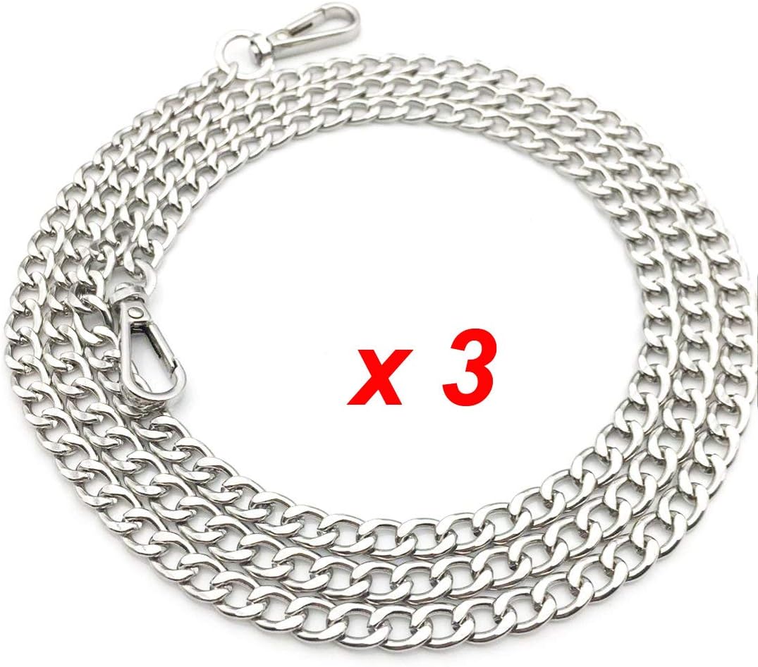3 x 55inch Metal Cross Body Bag Chain Strap with Buckles for Purse