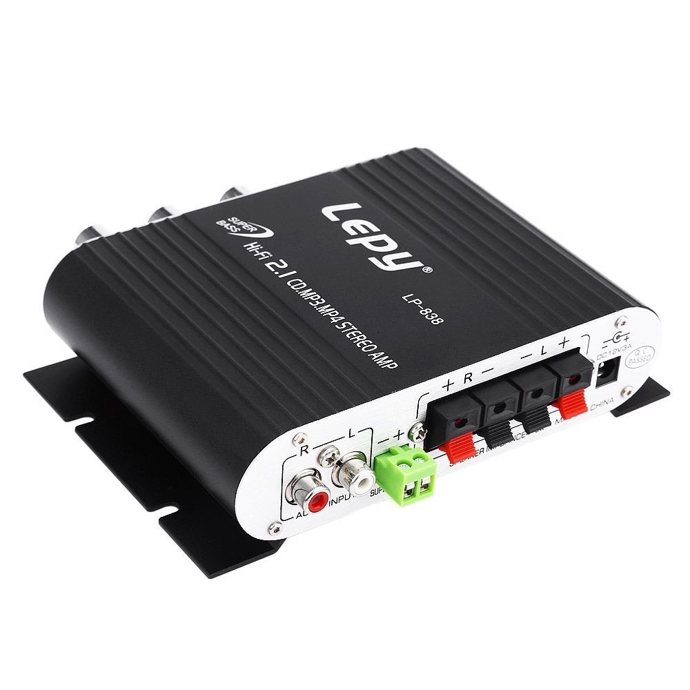 LEPY LP-838 wzmacniacz samochodowy stereo subwoofer akcesoria audio (czarny) ze światłem LED DollaTek