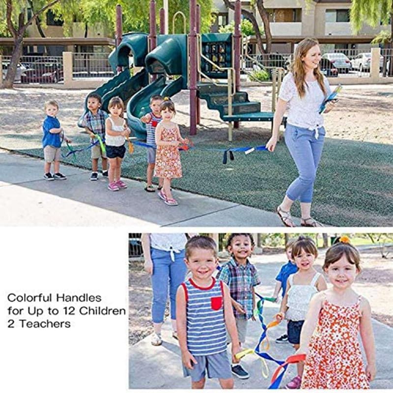 Generic 4X Children's Walking Ropes For Preschool Daycare School Kids Outdoor Colorful Handles For Up To 12 Children 2 Teachers - (Color: multicolor)