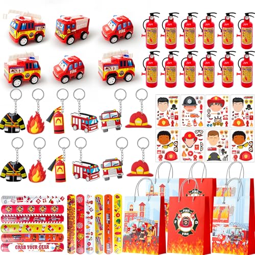 Cadeaux de fête pompiers pour anniversaire enfant avec autocollants et bracelets