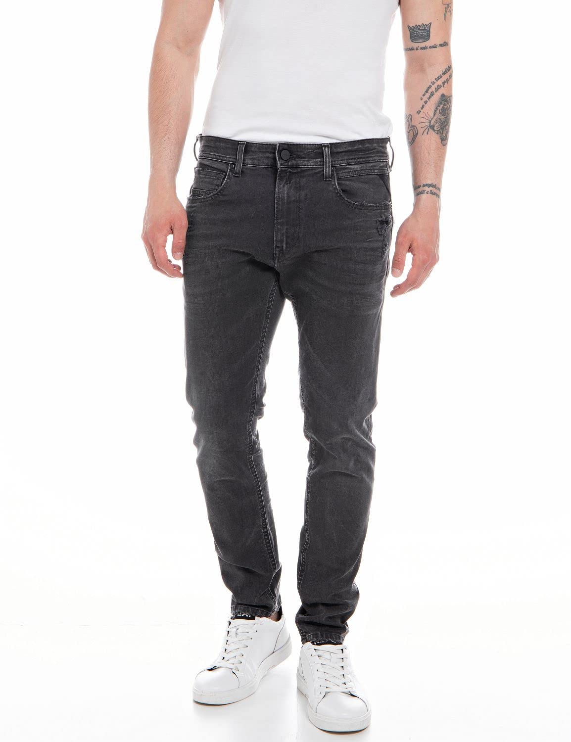 REPLAY Adult M1000 Johnfrus Jeans, Dark Grey 097, 32W / 34L