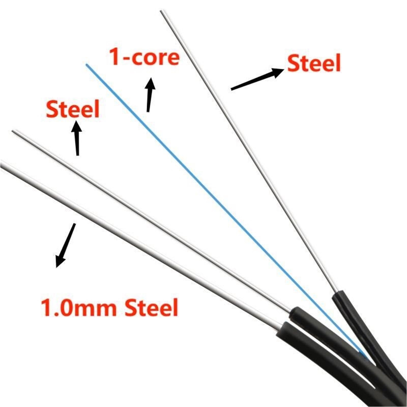 Câble fibre optique extérieur Drop 200 m 1 conducteur 3 acier monomode Simplex FC SC LC UPC (FC A-FC A)
