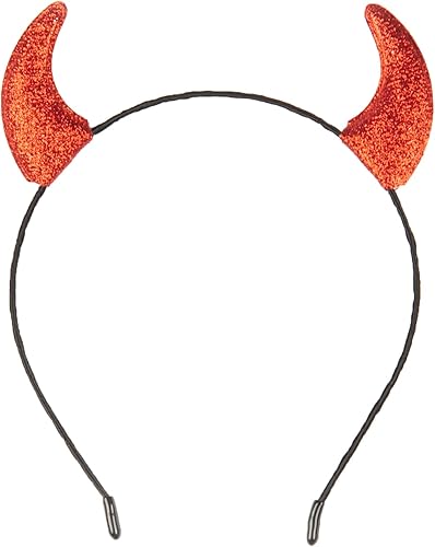 FUNCREDIBLE Diadema de cuernos de diablo rojos diadema con orejas de diablo con purpurina accesorio de disfraz de diablo accesorios de disfraces de