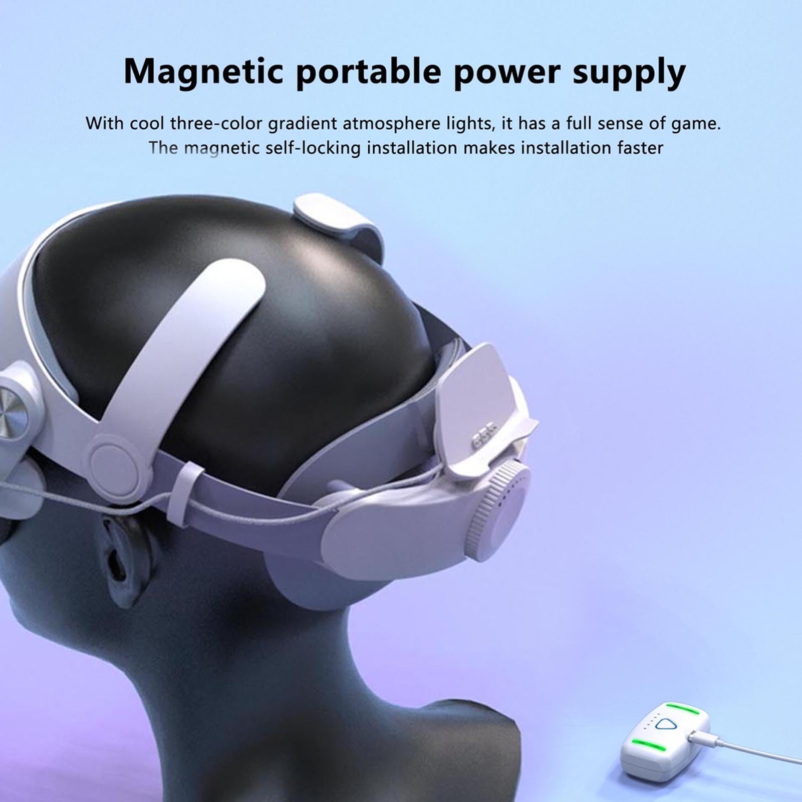 Fascia per la Testa VR con Pacco Batteria Regolabile e Ammortizzata per un Tempo di Riproduzione Prolungato di 6 Ore per il Design Leggero Meta 3
