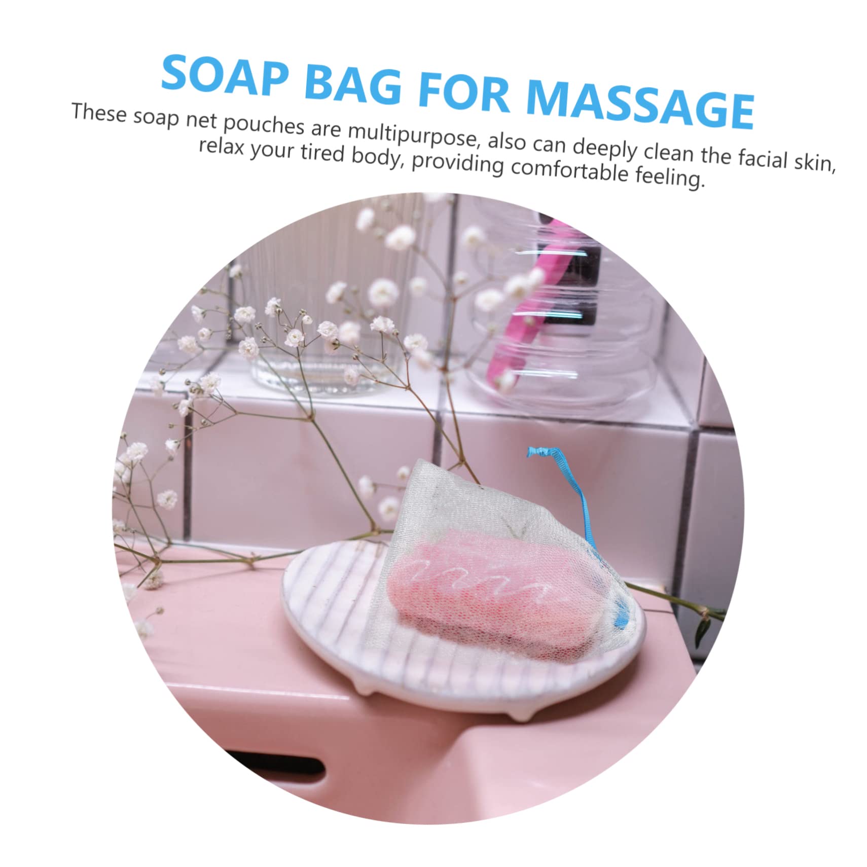 SOESFOUFU Facial Cleansing Foaming Net Bag Set Lathering Net for Soap Pouch and Comfortable