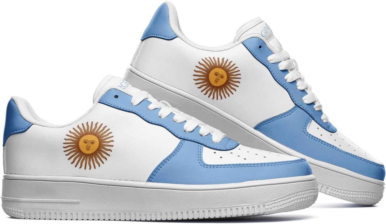 Argentina Flag Low Top Shoes Sneakers for Men & Women – Soccer Fan Gear, Albiceleste Custom Footwear, US Sizes 3–13.5