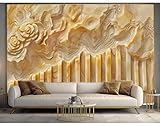 carta da parati fotografica Moderno Fiore di Curcuma Giada Rilievo Poster decorativo murale in tessuto non tessuto per soggiorno, camera da letto 150CM(L)*105CM(A)