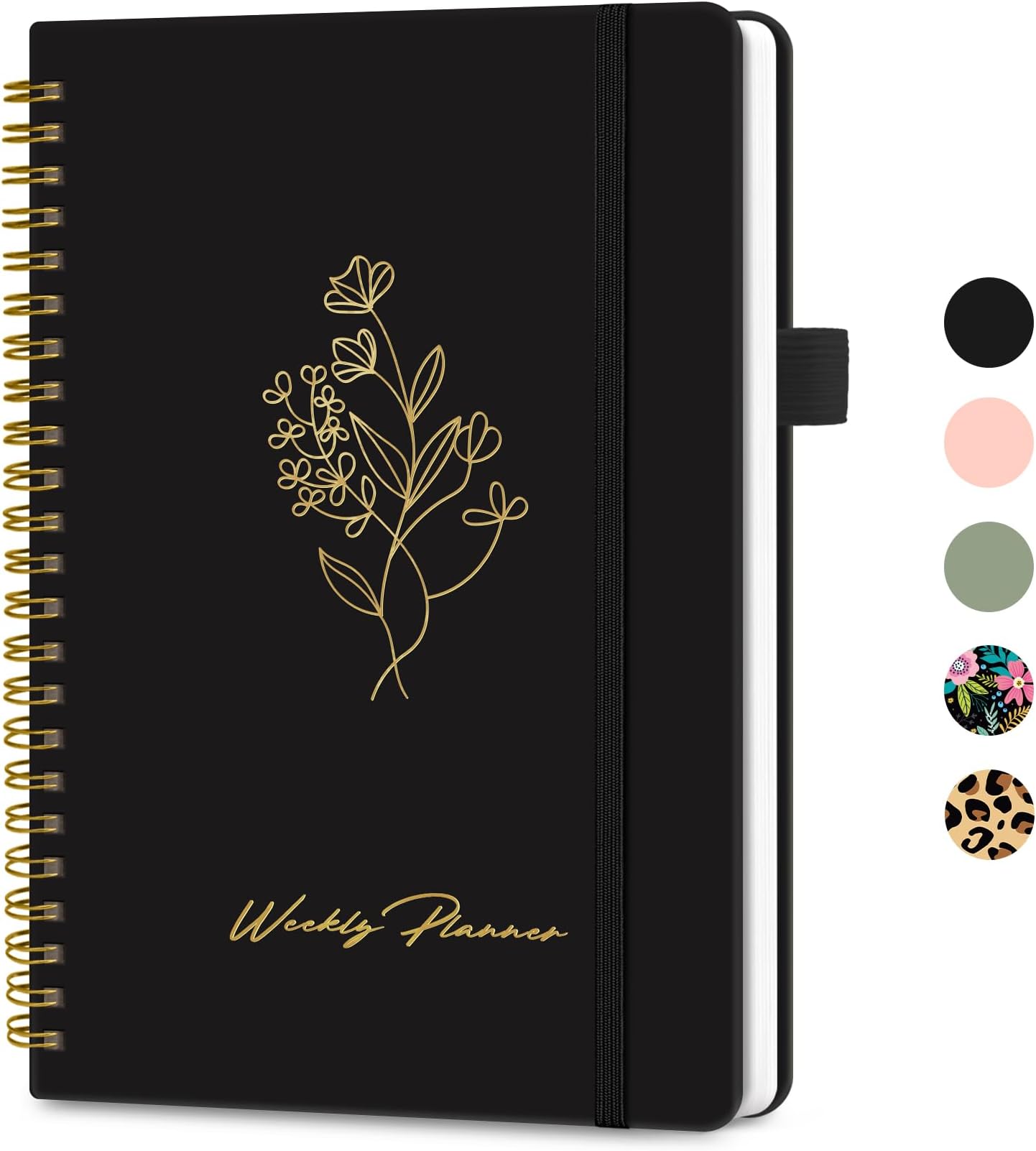 Undated Weekly Planner, Weekly To Do List Notebook with Goal & Habit Tracker Organizer, A5 Weekly Planner Notebook with Spiral Binding, 6.1" x 8.2" - Black