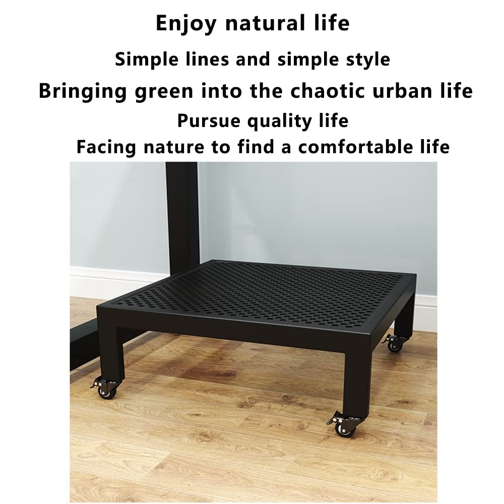 Base de Maceta de Hierro, Bandeja extraíble, Soporte de Flores Decorativo para balcón de jardín al Aire Libre, Soporte Inferior de Hierro Fundido móvil,Negro,40 * 40CM
