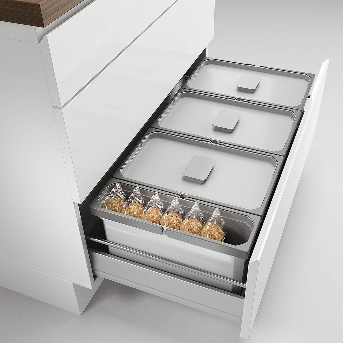 Naber Cox Box E 900–3 Gris Clair avec 3 bacs amovibles et tapis antidérapant