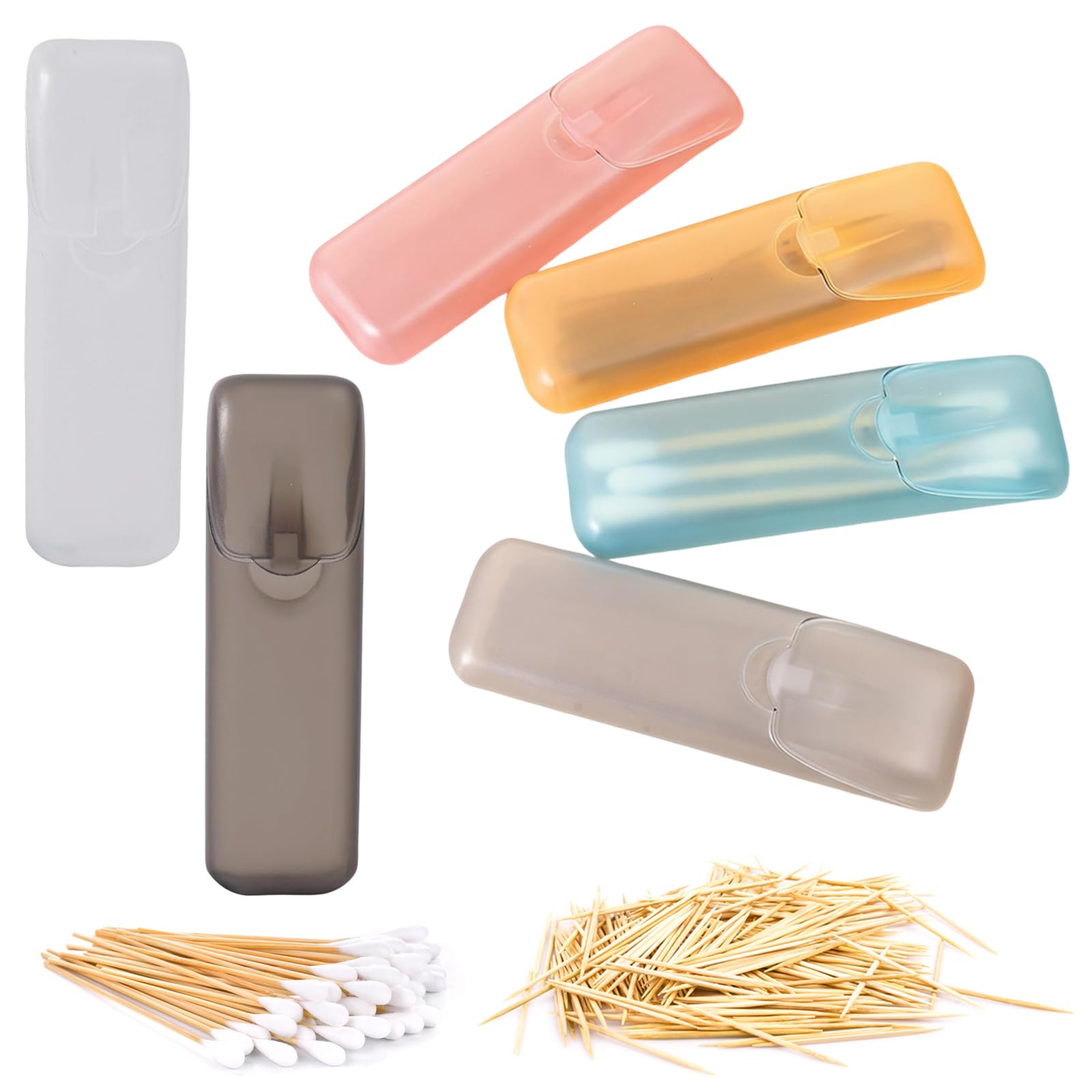 MANJIAMEI 6 Pièces Mini Porte-Cure-Dents Translucide Portable Format de Poche Distributeur à Fil Dentaire Multifonction
