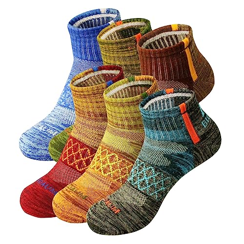 BIOAUM Men's Athletic Socks Size 10-13 - 6 Pairs Cotton Quarter Socks for Running, Workout, Work