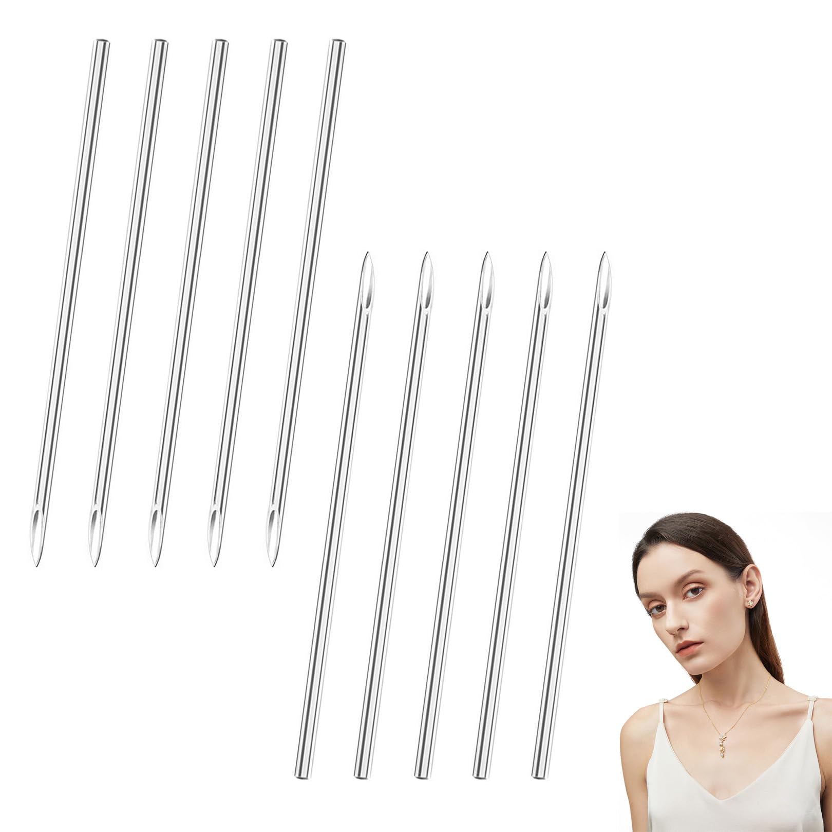FAST-FX 10-Piece 16G 1.2mm Medical Stainless Steel Ear Piercing Needles Kit