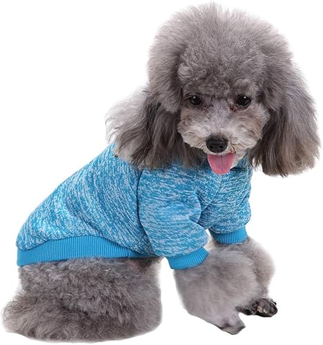 Miniatura 6 de Suéter cálido para perro, pijama suave para gatos, ropa para cachorros, sudadera de invierno para perros pequeños (XL, azul claro)