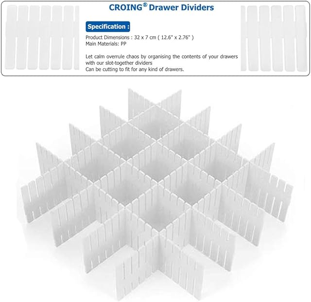 CROING 8 pcs Drawer Dividers Drawer Organizer Drawer Separators