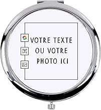 Fabulous Miroir de Poche en Métal - Personnalisable Personnalisé avec Votre et Image et Votre Texte - (Diamètre 70 mm)
