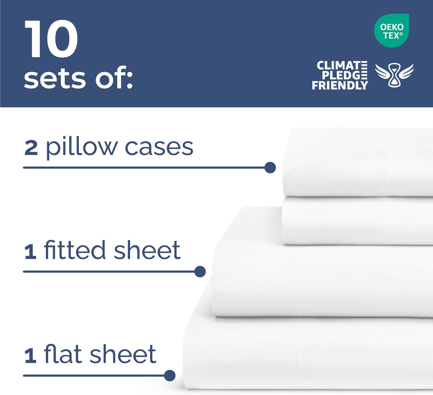 Bulk Case Pack of 10 Sheet Sets - Complete 4 Piece Sheet Sets - Bulk Twin XL Bedding - Wholesale Case Pack for Hotel, Spa & Airbnbs - Deep Pocket & Wrinkle Free - Cooling & Breathable - Twin XL, White - Image 2