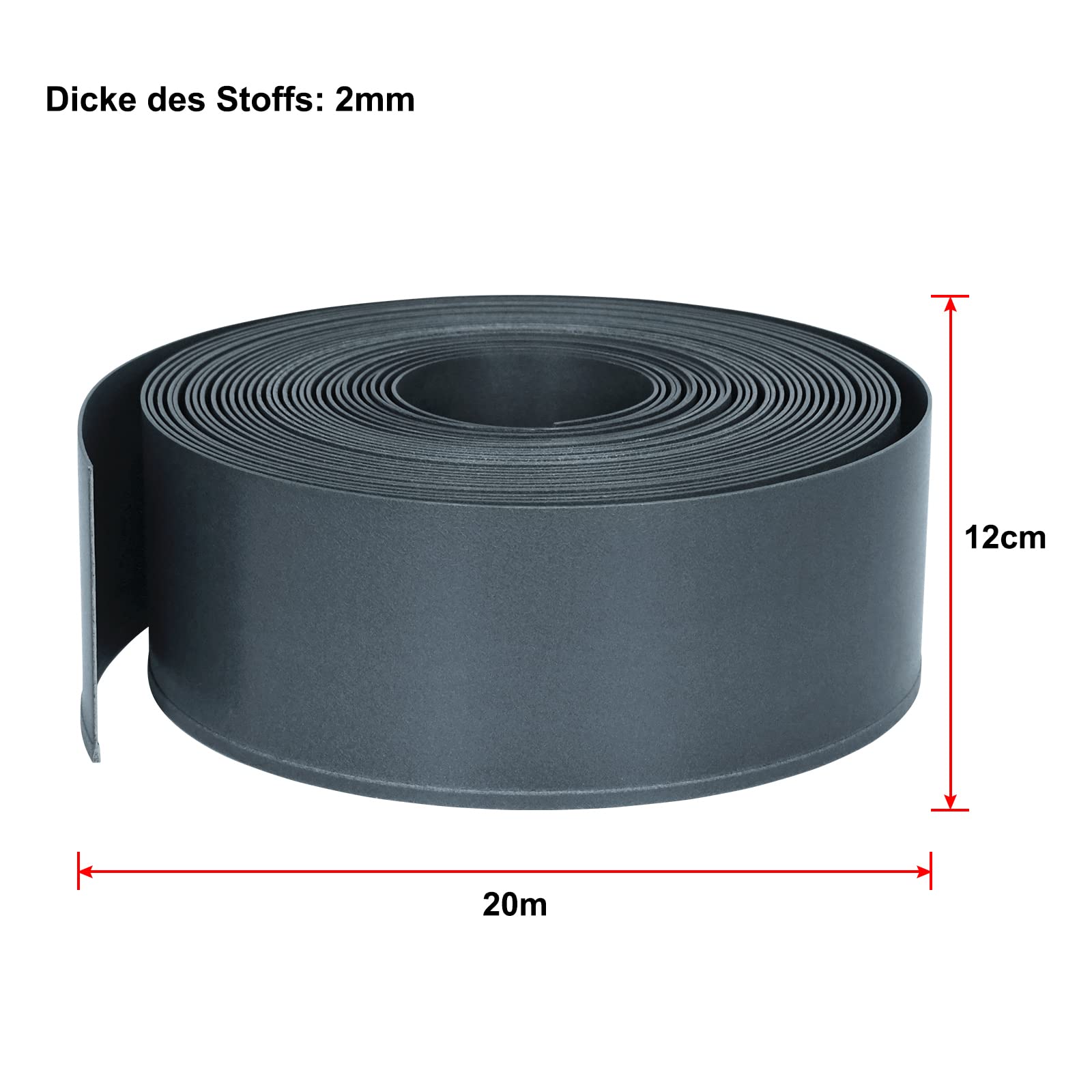 Aufun Rasenkante Elastische Beeteinfassung Rund, Gartenumrandung Robustes Beetumrandung für Kurven, Unsichtbar Lawn Edging aus stabilem Plastik(20m x 12cm，Schwarz)