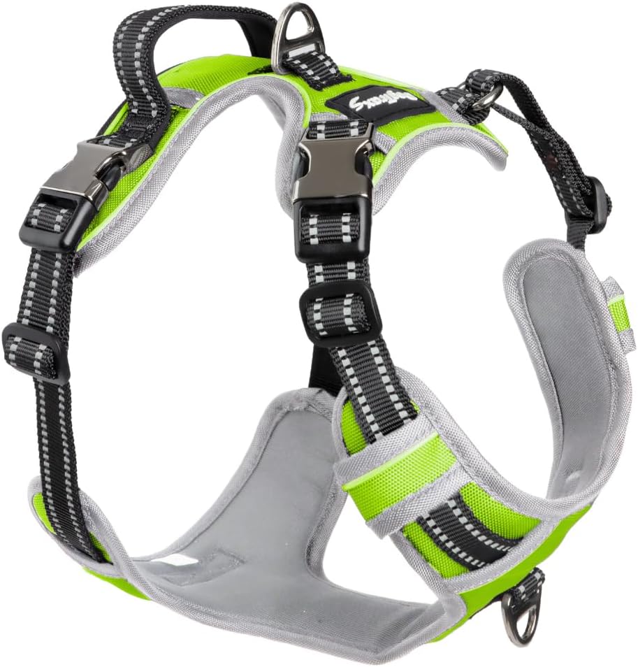 DogTraxs - Step-in Dog Harness - for Extra Large Sized Dogs - Adjustable Front Clip No Pull Design - Reflective Trim - Comfortable Mesh Padding - Soft Control Handle - Chartreuse Green