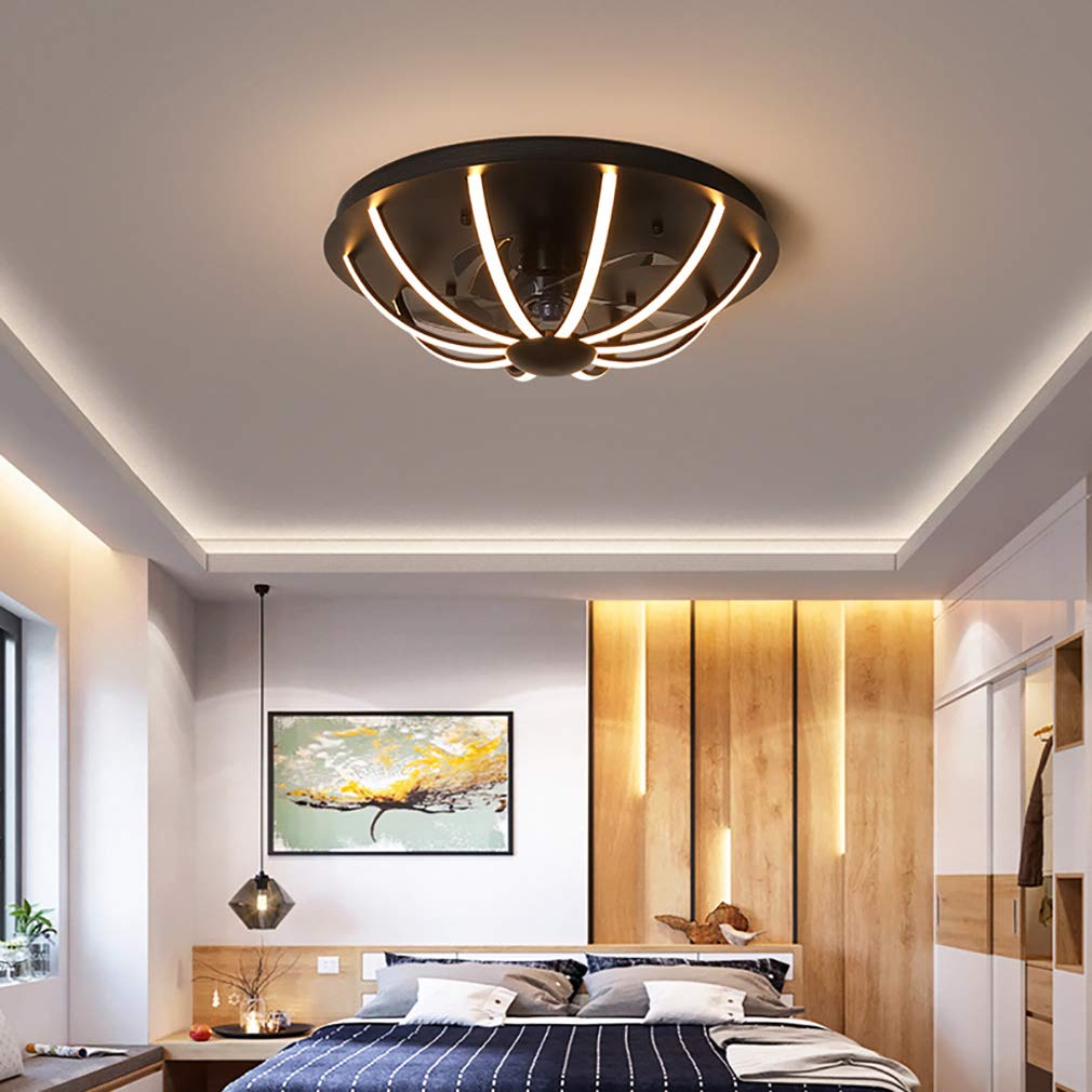 HXYSXHJUO Fanps, Ceilifans with Lights, Modern Led Fanp Remote Control 6 Gears Adjustable Fan Lights for Indoor Bedroom Lounge Liviroom Diniroom/Brown/60Cm*19.5Cm