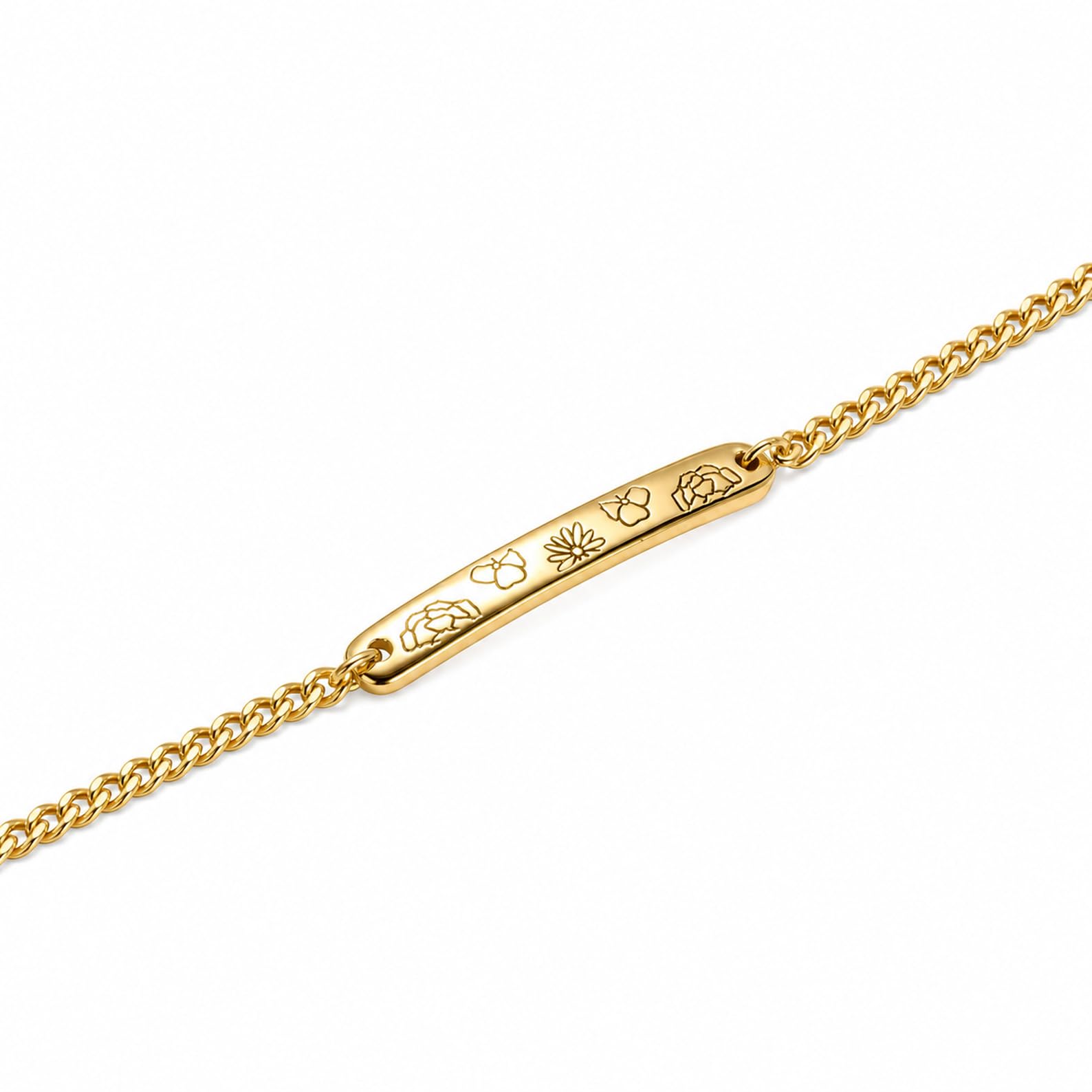 Personalizado familia flor de nacimiento barra Pulsera con la cadena de la corte plata de ley 925 delicado Pulsera de la joyería miniatura Cumpleaños Día de la madre