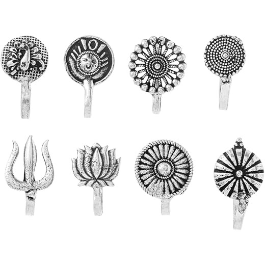 Yellow Chimes Non-Piercing Nose Ring Combo 8 Pcs