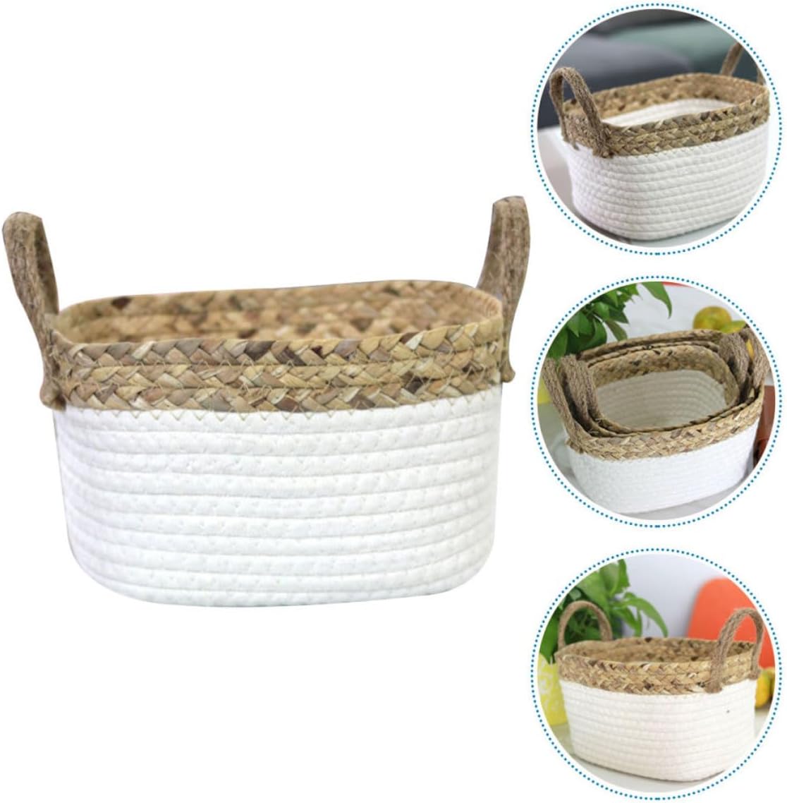 Cotton Rope Storage Basket for Cosmetics with Handles Xmas Home