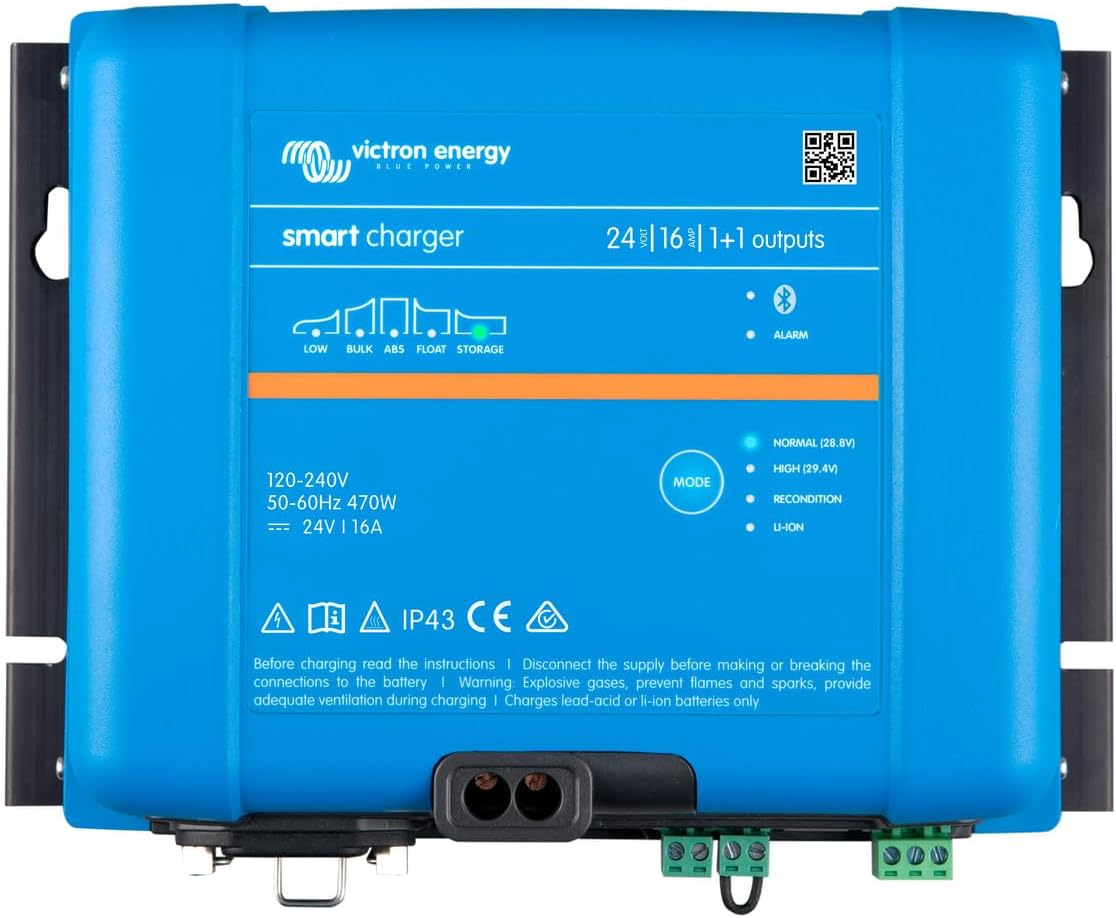 Victron Energy Smart IP43 Charger 24V 16 AMP 120-240VAC - (1+1) Output